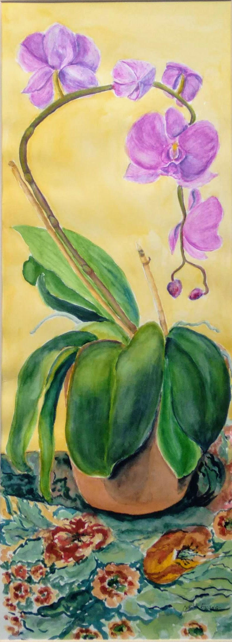 "Orchids Trending" Watercolor by Carole (Pisani) Ewing