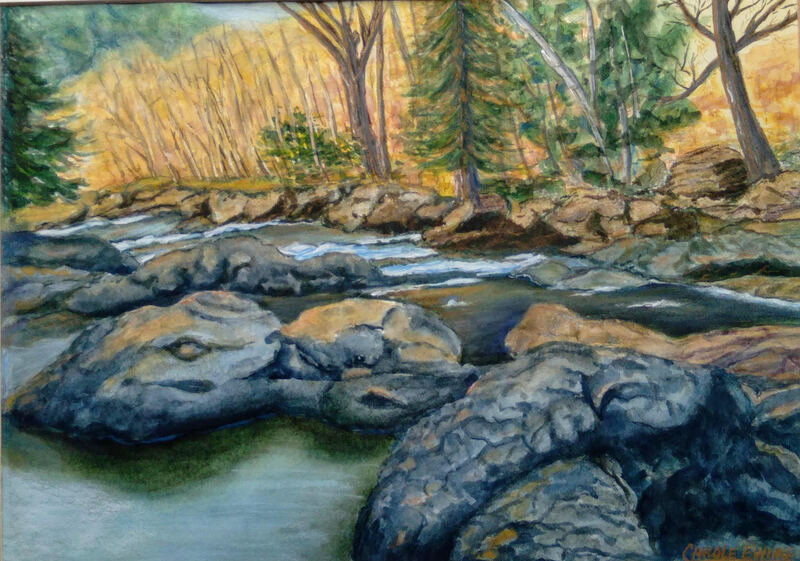 "The Haystacks" Loyalsock Creek  Watercolor by Carole (Pisani) Ewing